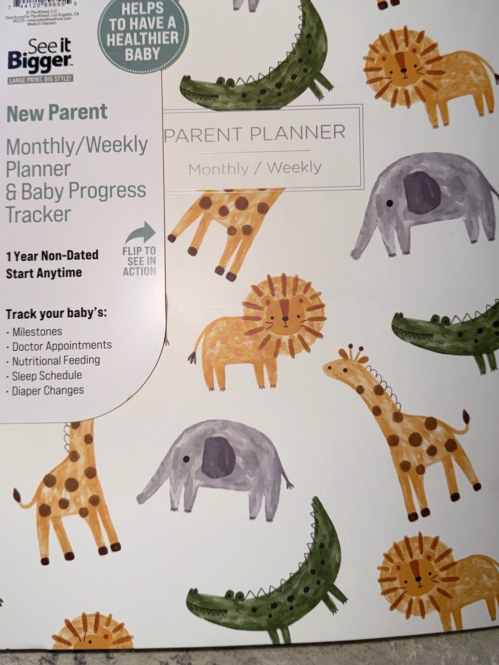 New Parent Monthly/Weekly Planner & Baby Progress Tracker - Animal Print